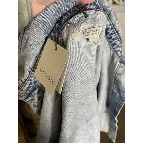 New! AllSaints Hettie Shacket Womens Denim Button Jean Jacket Oversized US 4 - Picture 3 of 6
